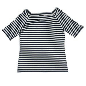 Talbots Women's Striped Short Sleeve T-Shirt Square Neck Sailor Stripe NWT - S